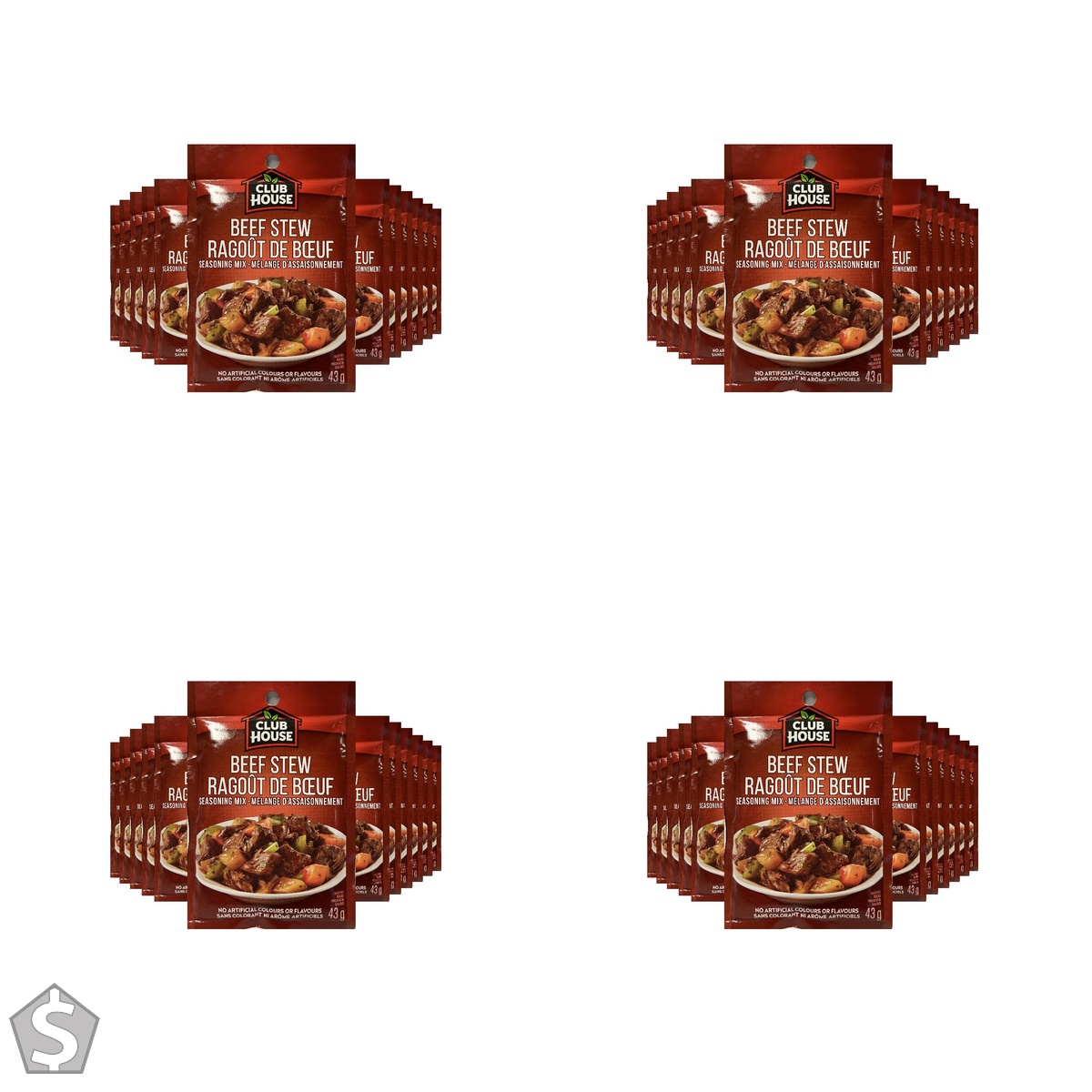 Club House, Dry Sauce/Seasoning/Marinade Mix, Beef Stew, 43g, Case Pack 12 Count 43 g (Pack of 4)