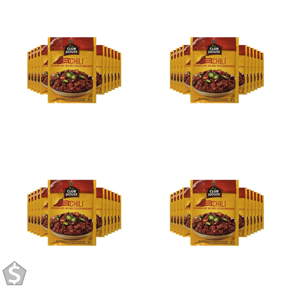 Club House, Dry Sauce/Seasoning/Marinade Mix, Hot'N Spicy Chili, 32g, 32 g (Pack of 4)