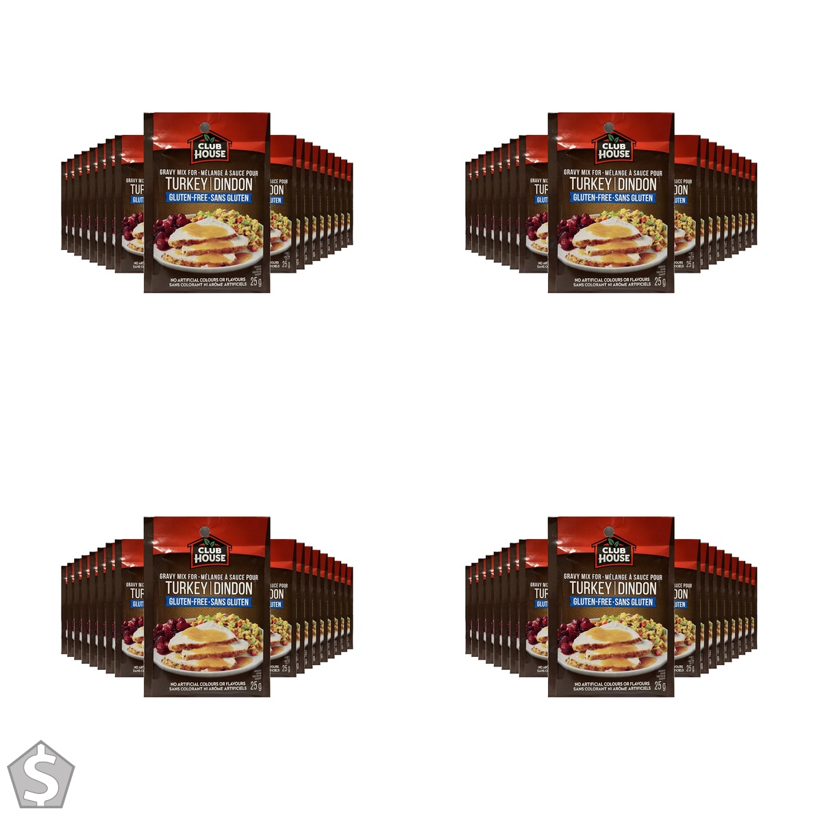 Club House, Dry Sauce/Seasoning/Marinade Mix, Turkey Gravy, Less Salt, 25g, Case Pack 18 Count (Pack of 4)