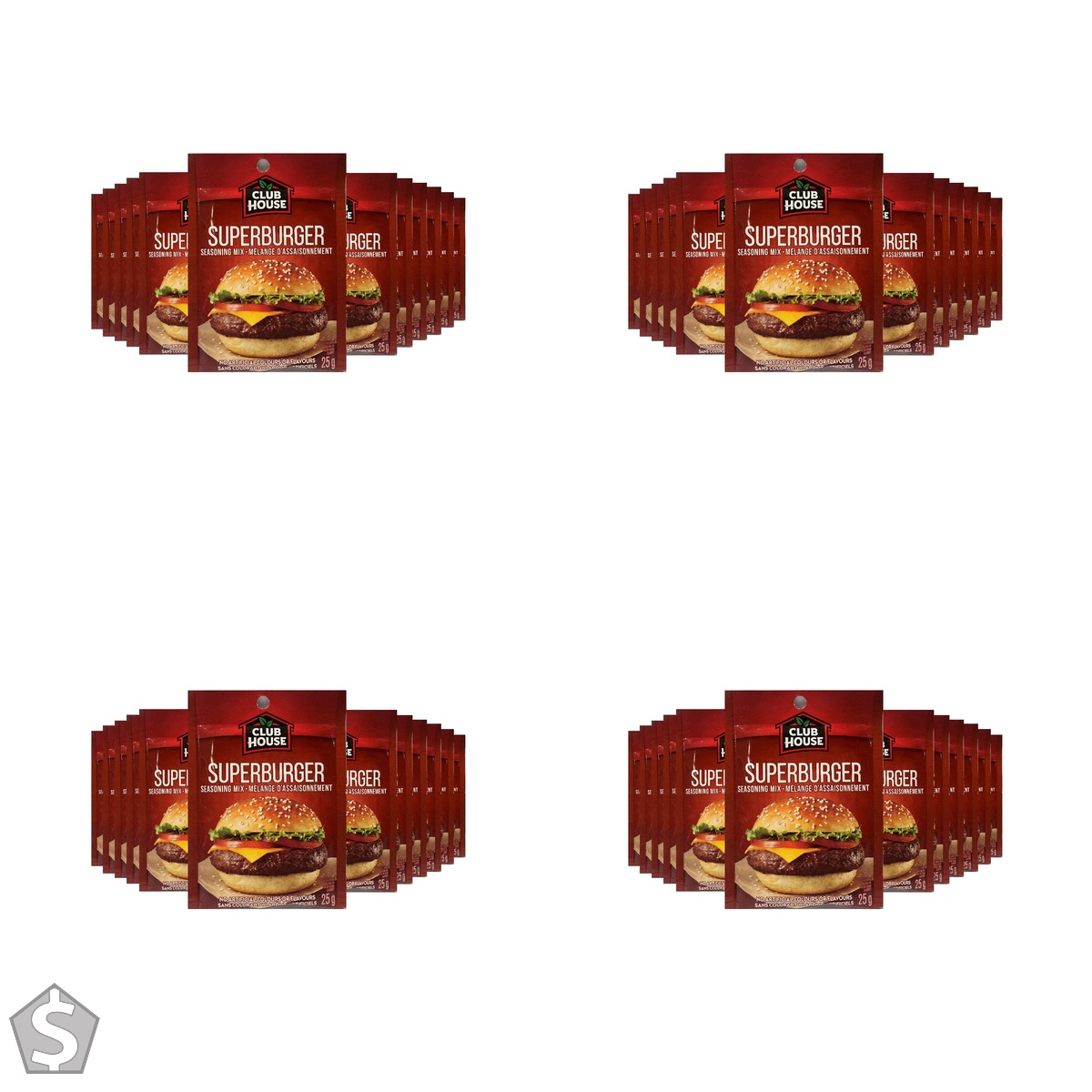 Club House, Dry Sauce/Seasoning/Marinade Mix, Superburger, 25g, Case Pack 12 Count 25 g (Pack of 4)