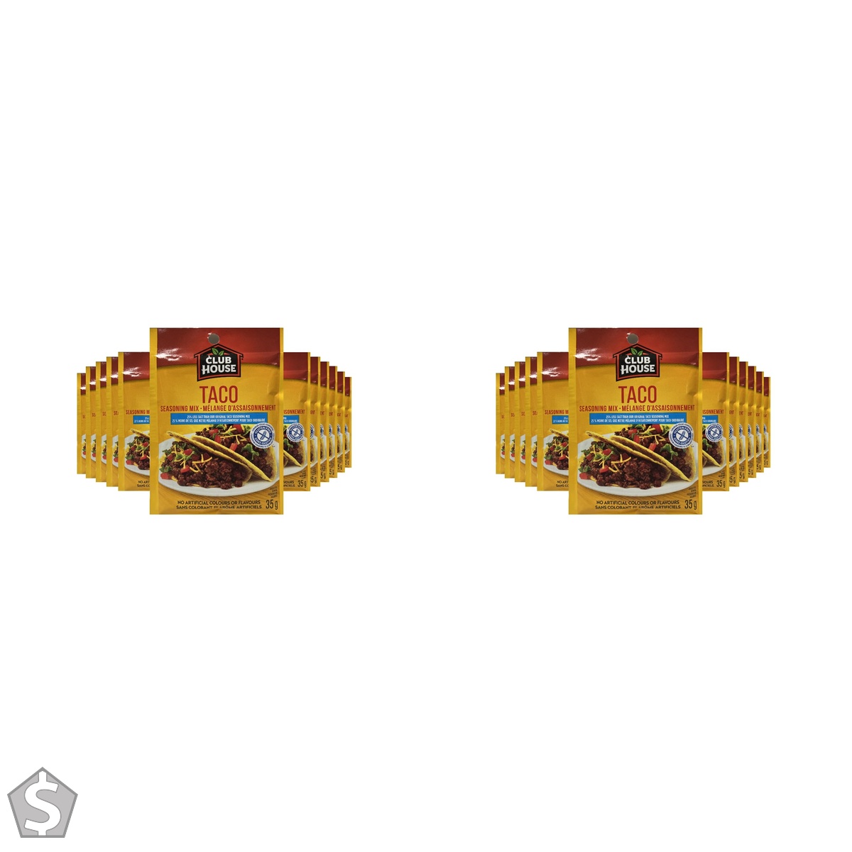 Club House, Dry Sauce/Seasoning/Marinade Mix, Taco, Less Salt, 35g, Case Pack 12 Count 35 g (Pack of 2)