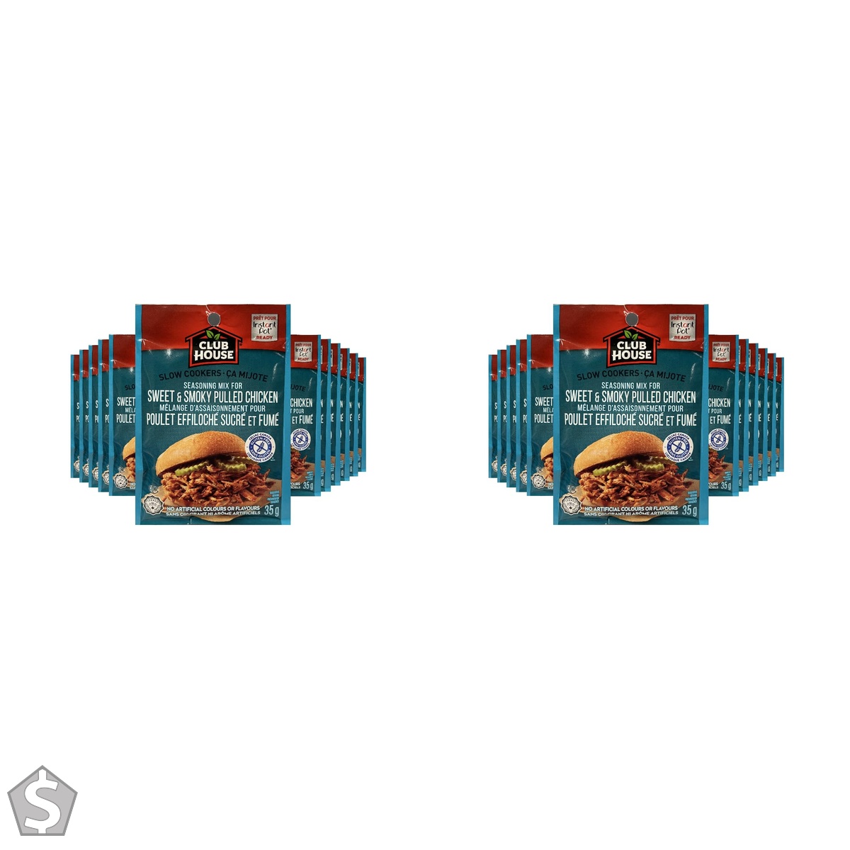 Club House, Dry Sauce/Seasoning/Marinade Mix, Sweet&Smokey Pulled Chicken, Slow Cookers, 35g, Case Pack 12 Count 1 Count (Pack of 2)