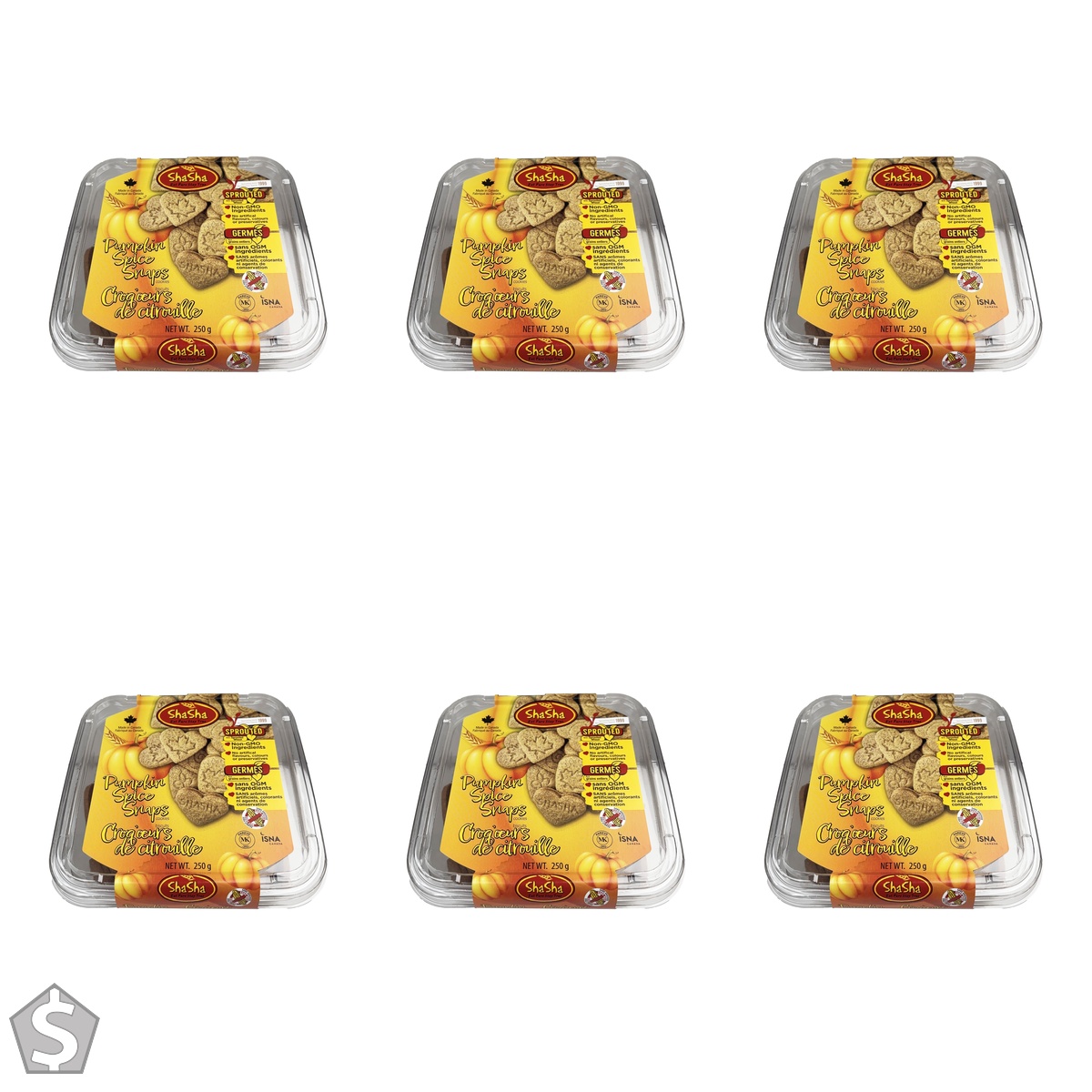 ShaSha Pumpkin Spice Snap Cookies, 250 gram 250 g (Pack of 6)