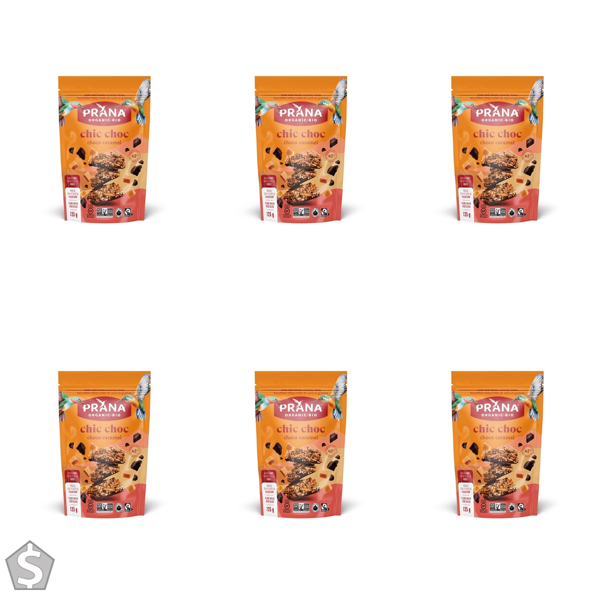 Prana Chic Choc Chocolate Caramel Organic Crunchy Bites | Non-GMO, Gluten Free, Vegan Snack | High Source of Fibre | 5g of Protein | (Pack of 6)