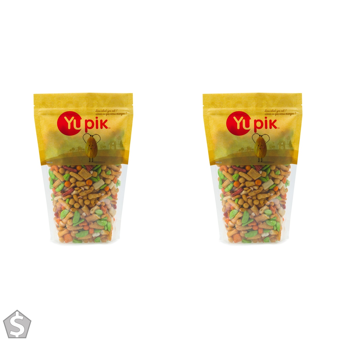 Yupik Beijing Rice Crackers, 450 g, 6 Count, Kosher, Cholesterol-Free, Crunchy Crisps, Colorful Blend, Soy Sauce Seasoning (Pack of 2)