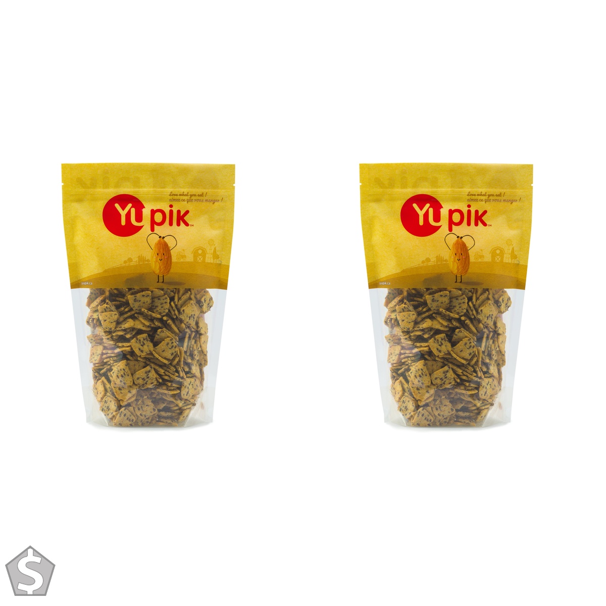 Yupik Mini Corn & Flax Seed Chips, 400 g, 6 Count, Gluten-Free, Kosher, Vegan, Salted Corn Chips, Savory Crackers with Flax Seeds, Source (Pack of 2)