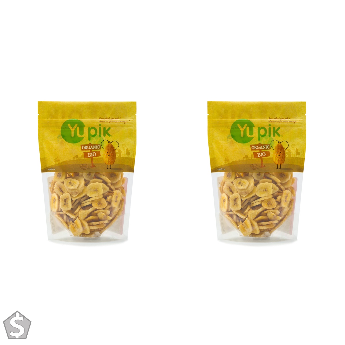 Yupik Organic Sweetened Dried Banana Chips, 400 g, 6 Count, Gluten-Free, Kosher, Non-GMO, Vegan, Sliced Dried Fruits, Lightly Sweetened (Pack of 2)