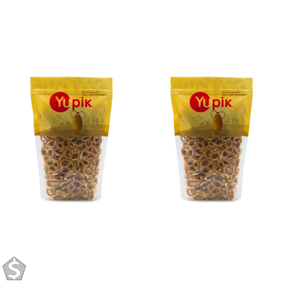 Yupik Unsalted Mini Q Pretzels, 450 g, 6 Count, Vegan Crunchy Snack, Cholesterol-Free & Low-Fat, Perfect for Snacking, Picnics & Baking (Pack of 2)