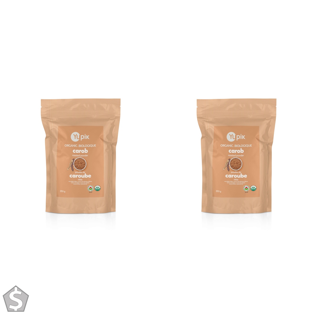 Yupik Organic Roasted Carob Powder Superfood, 250g, 6 Count 250 g (Pack of 2)