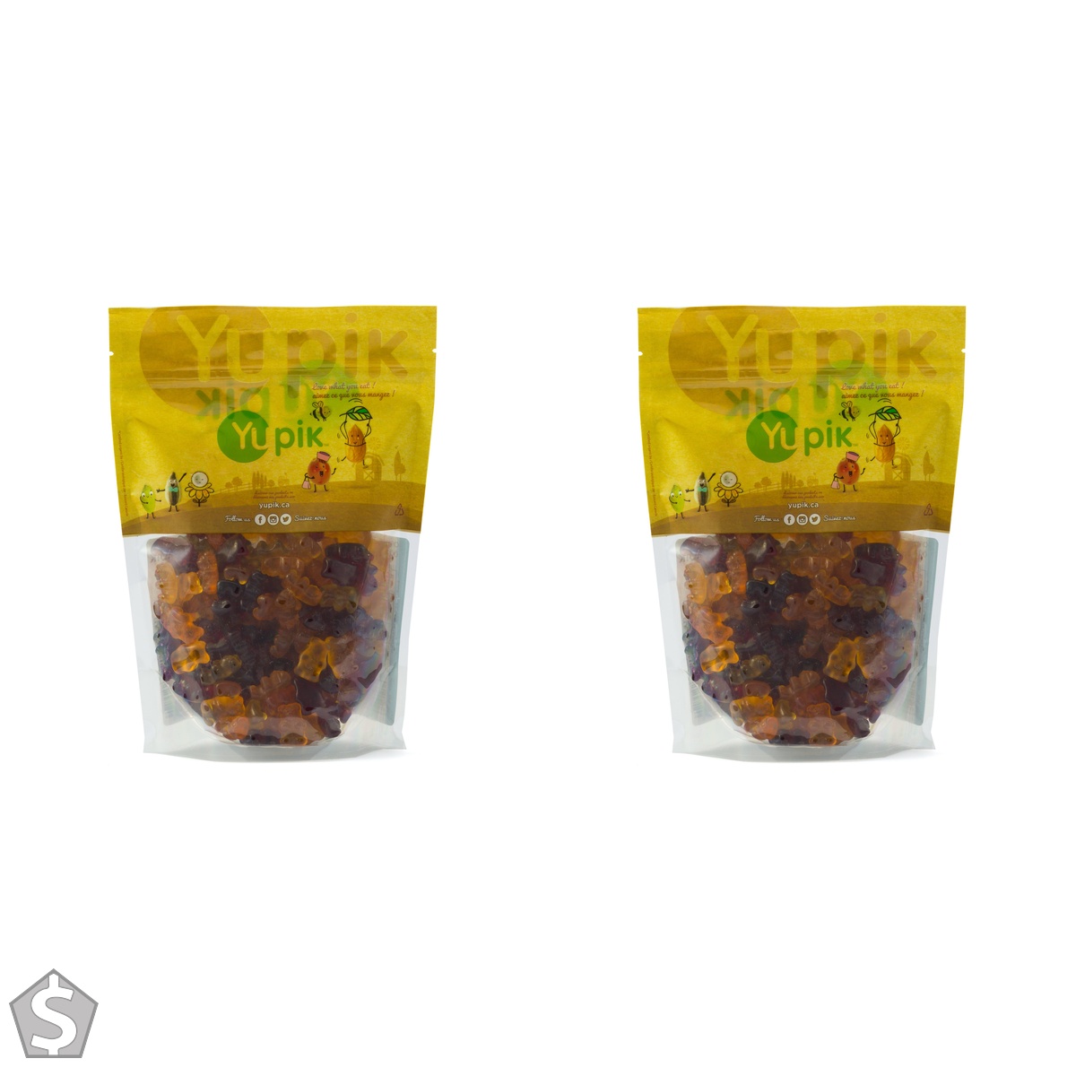 Yupik Organic Fruit Gummy Bears, Gelatin-Free Gummies, 500 g, 6 Count, Gluten-Free, Vegan, Non-GMO, Natural Colors & Flavors, Made From (Pack of 2)