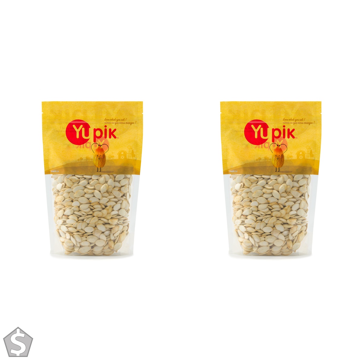 Yupik Jumbo Pumpkin Seeds, in Shell, 450 g, 6 Count, Gluten-Free, Kosher, Vegan, Thin Shell, Dry Roasted, Unsalted, Oil-Free, Plant-Based (Pack of 2)