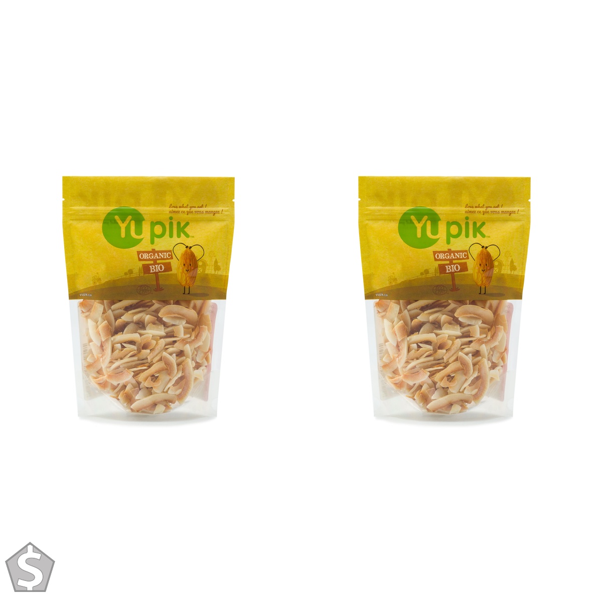 Yupik Organic Toasted Coconut Chips, Shavings, 450 g, 6 Count, Non-GMO, Vegan, Gluten-Free, Kosher, Crunchy Coconut, Unsweetened, No (Pack of 2)