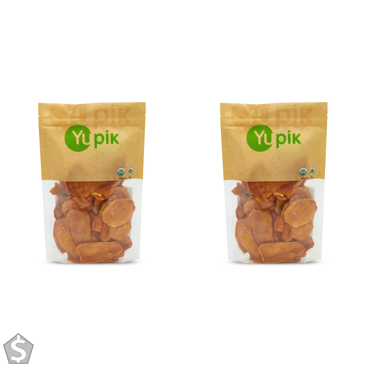 Yupik Organic Sliced Mango, 450 g, 6 Count, Non-GMO, Vegan, Gluten-Free, Kosher, Tropical Dried Fruits, Thin Mango Slices, No Sugar (Pack of 2)