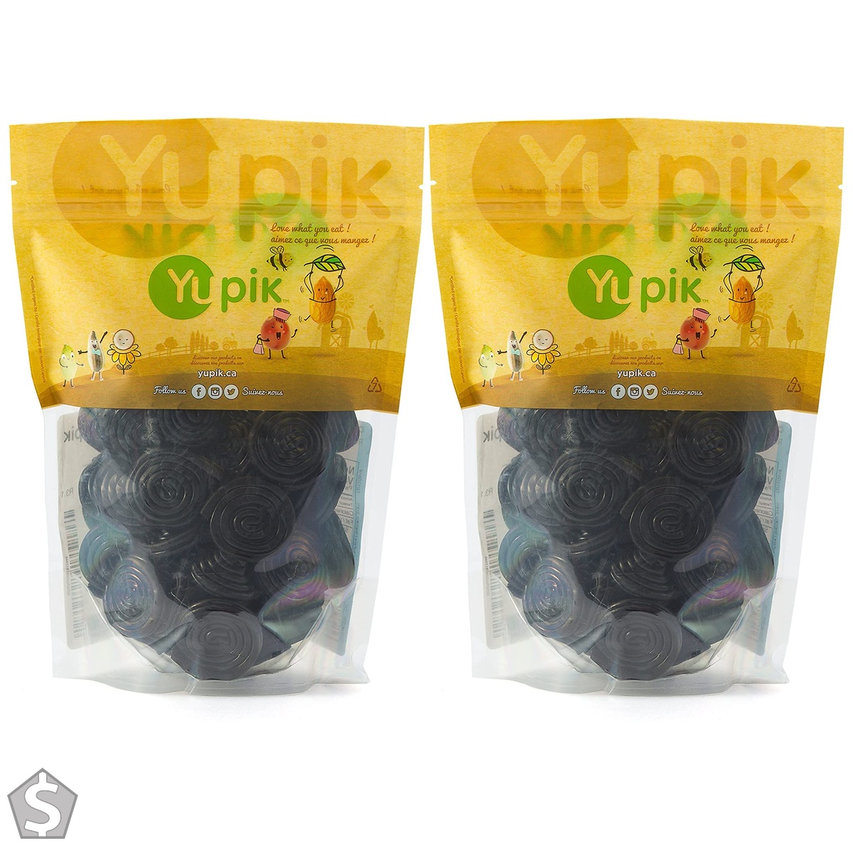 Yupik Organic Black Licorice Rolls, 500 g, 6 Count, Non-GMO, Helix Shaped, Natural Licorice Flavor, Chewy Candy, Fun Treat, Delicious (Pack of 2)