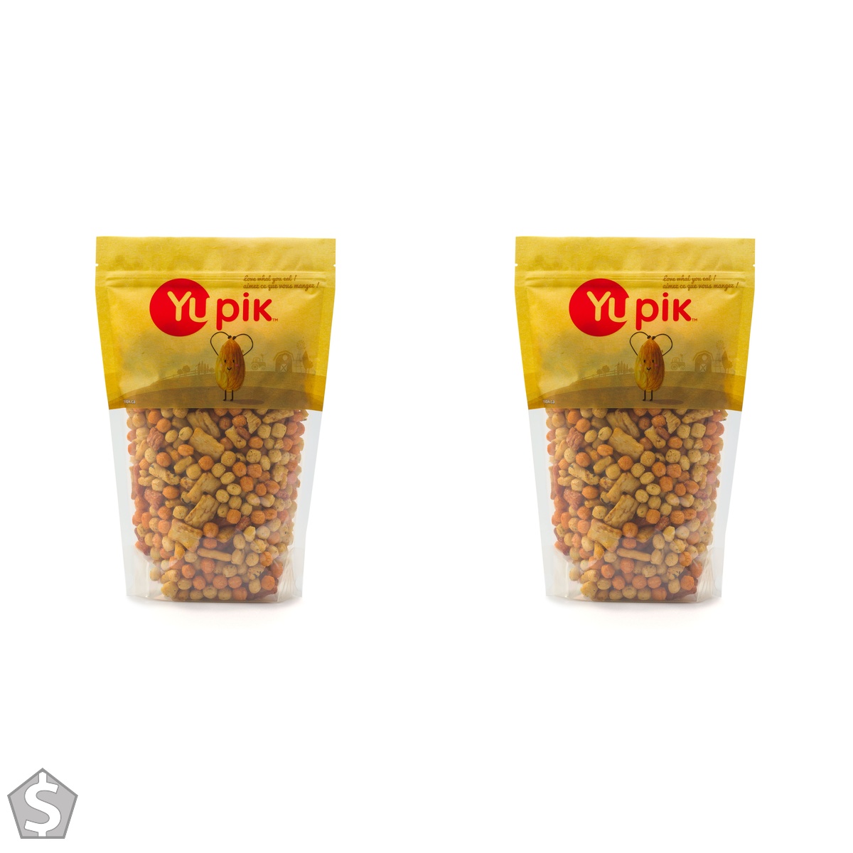 Yupik Original Rice Crackers, 450 g, 6 Count, Kosher, Cholesterol-Free, Crunchy Crisps, Savory Blend, Seasoned with Soy Sauce & Seaweed (Pack of 2)