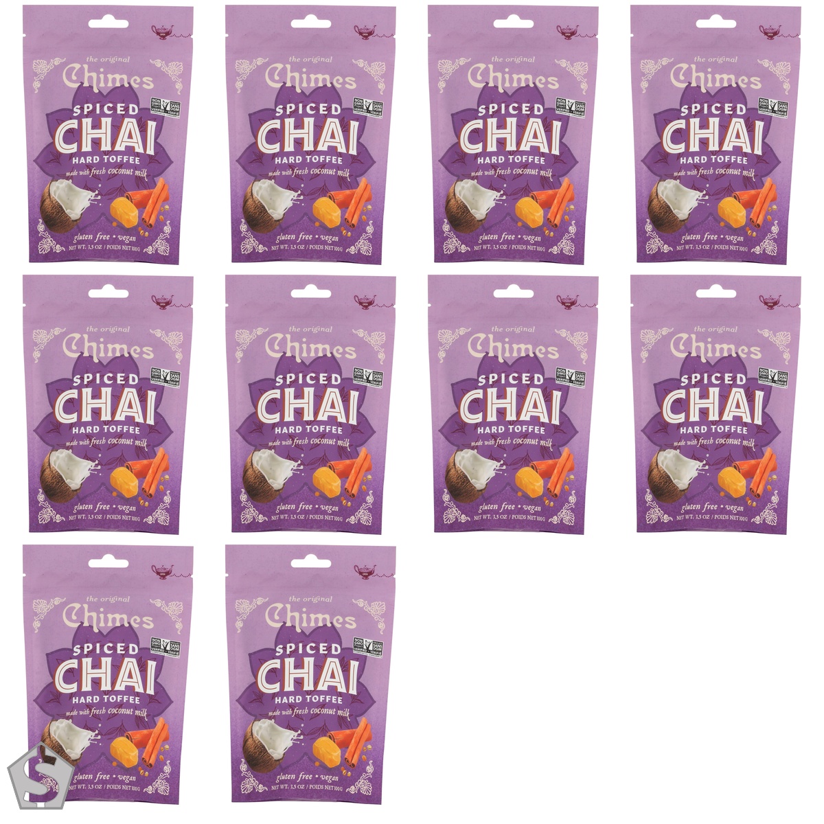 Chimes Spiced Chai Hard Toffee, 100 Gram 100 g (Pack of 10)