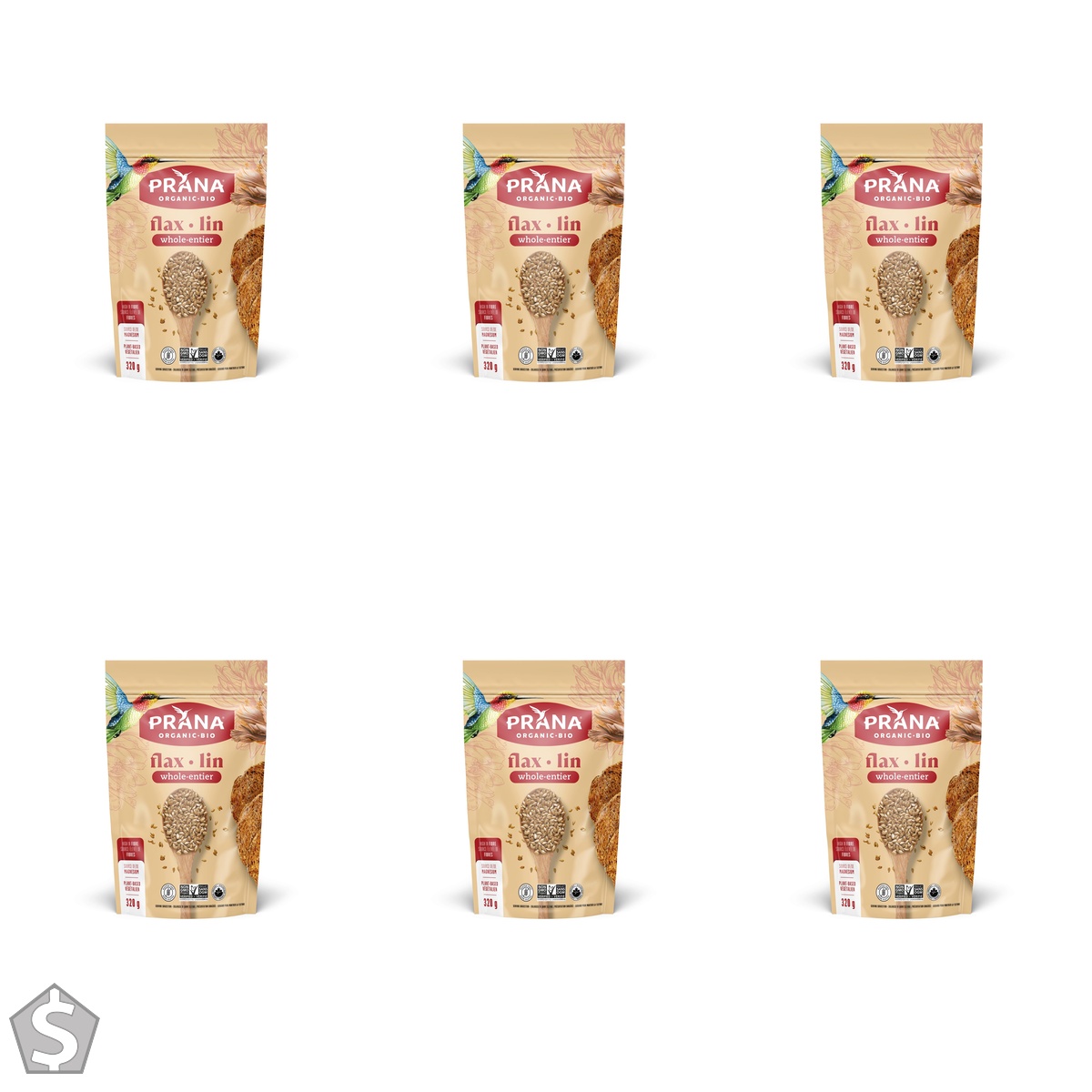 Prana Flax Organic Golden Flax Whole Seeds | Non-GMO, Gluten Free, Vegan| Keto |High Source of Fibre | Source of Magnesium | 320g (Pack of 6)