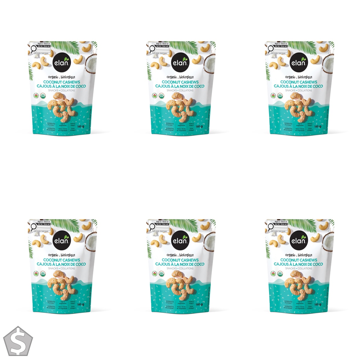 Organic Coconut Cashew Snacks single pack (Pack of 6)
