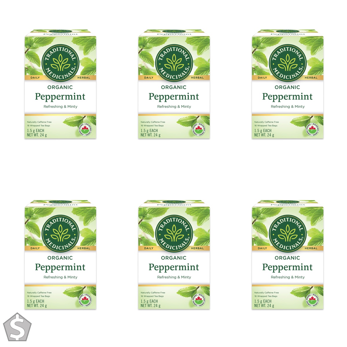 Traditional Medicinals - Organic Peppermint Herbal Tea - 16 Tea Bags Total 16 Count (Pack of 6)