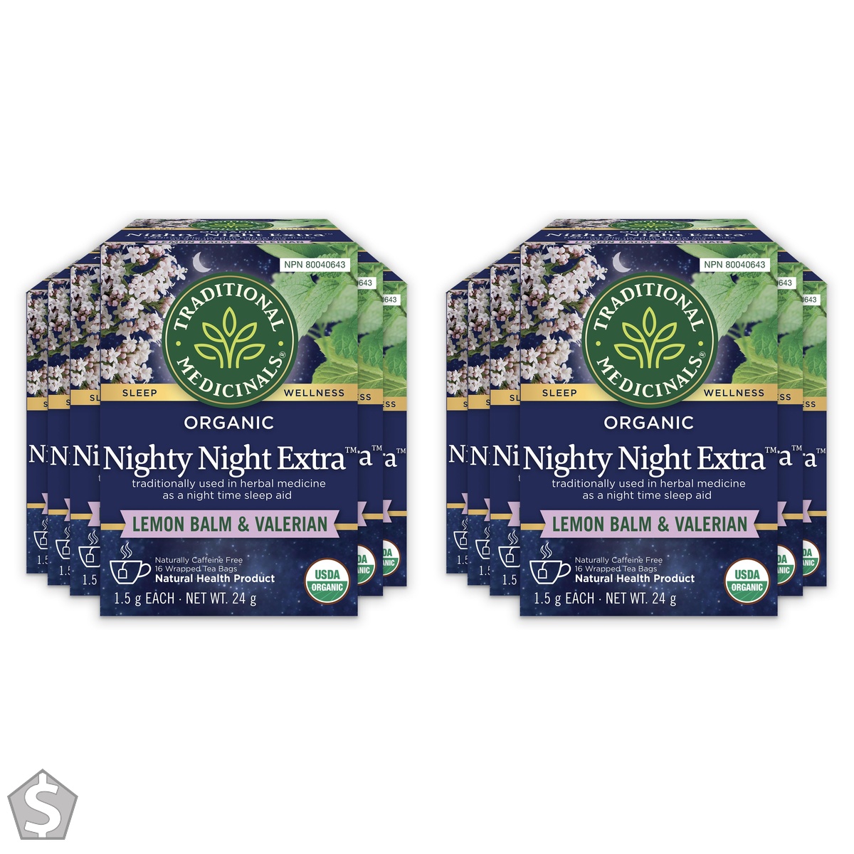 Traditional Medicinals - Organic Nighty Night Extra Herbal Tea - Natural Sleep Aid containing Valerian, Passionflower and Lemon Balm - 96 (Pack of 2)