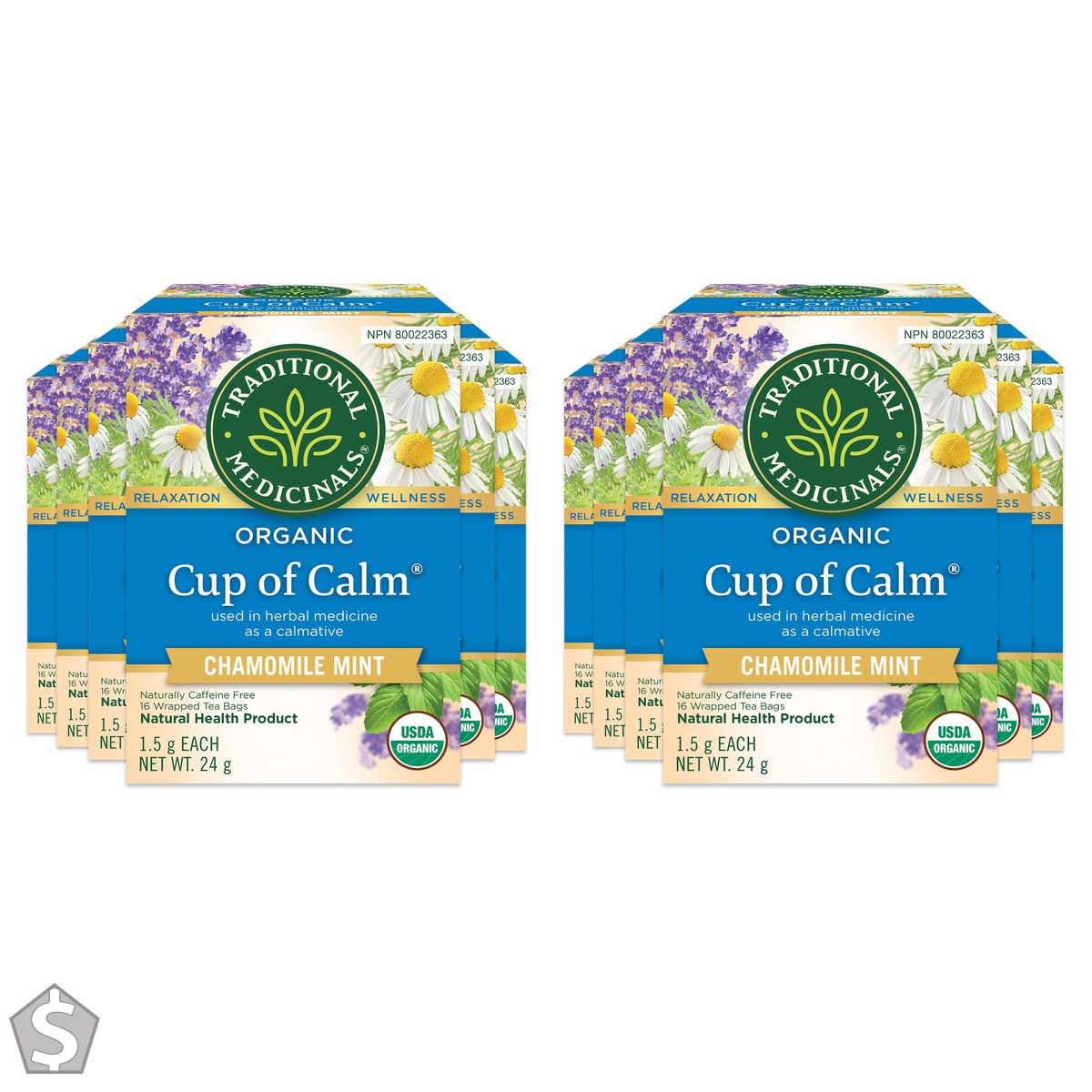 Traditional Medicinals Organic Cup of Calm Relaxation Herbal Tea, 16 Bags 16 Count (Pack of 2)