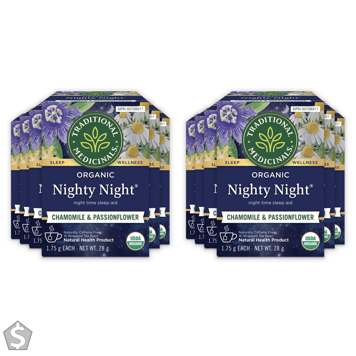 Traditional Medicinals - Organic Nighty Night Herbal Tea - Natural Sleep Aid containing Passionflower and Chamomile - 96 Tea Bags Total (Pack of 2)