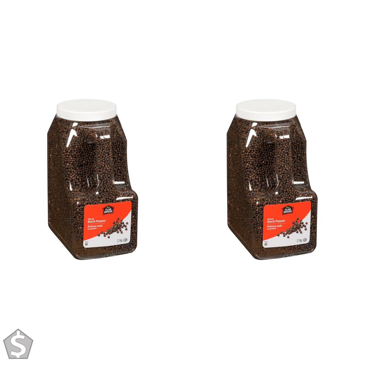Club House Whole Black Pepper, 2.7 kg - Made for Chefs, Whole Black Peppercorns for Pepper Grinder, Great in Soups, Rubs, Salads and More (Pack of 2)