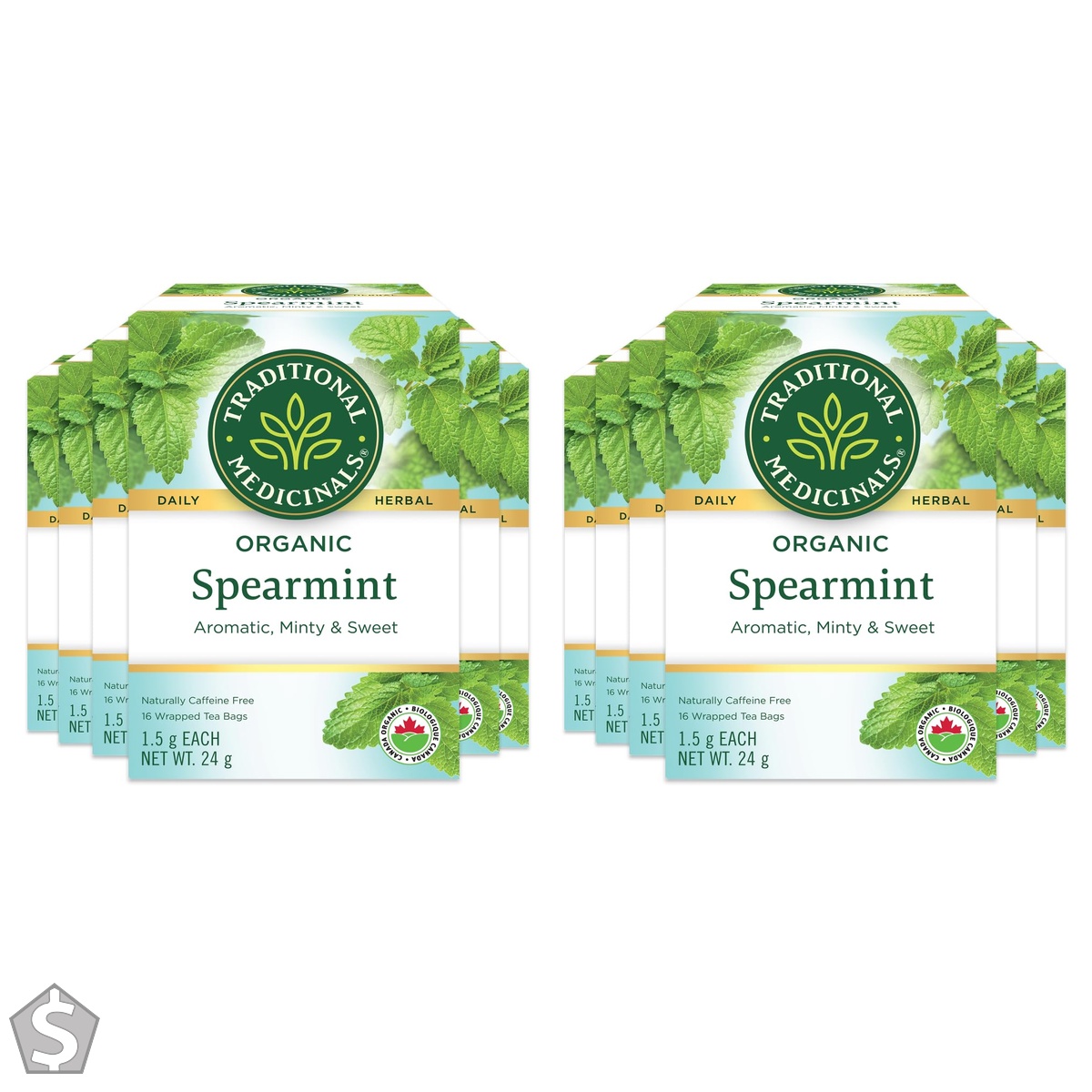 Traditional Medicinals - Organic Spearmint Herbal Tea - Refreshing and Minty - 96 Tea Bags Total 16 Count (Pack of 2)