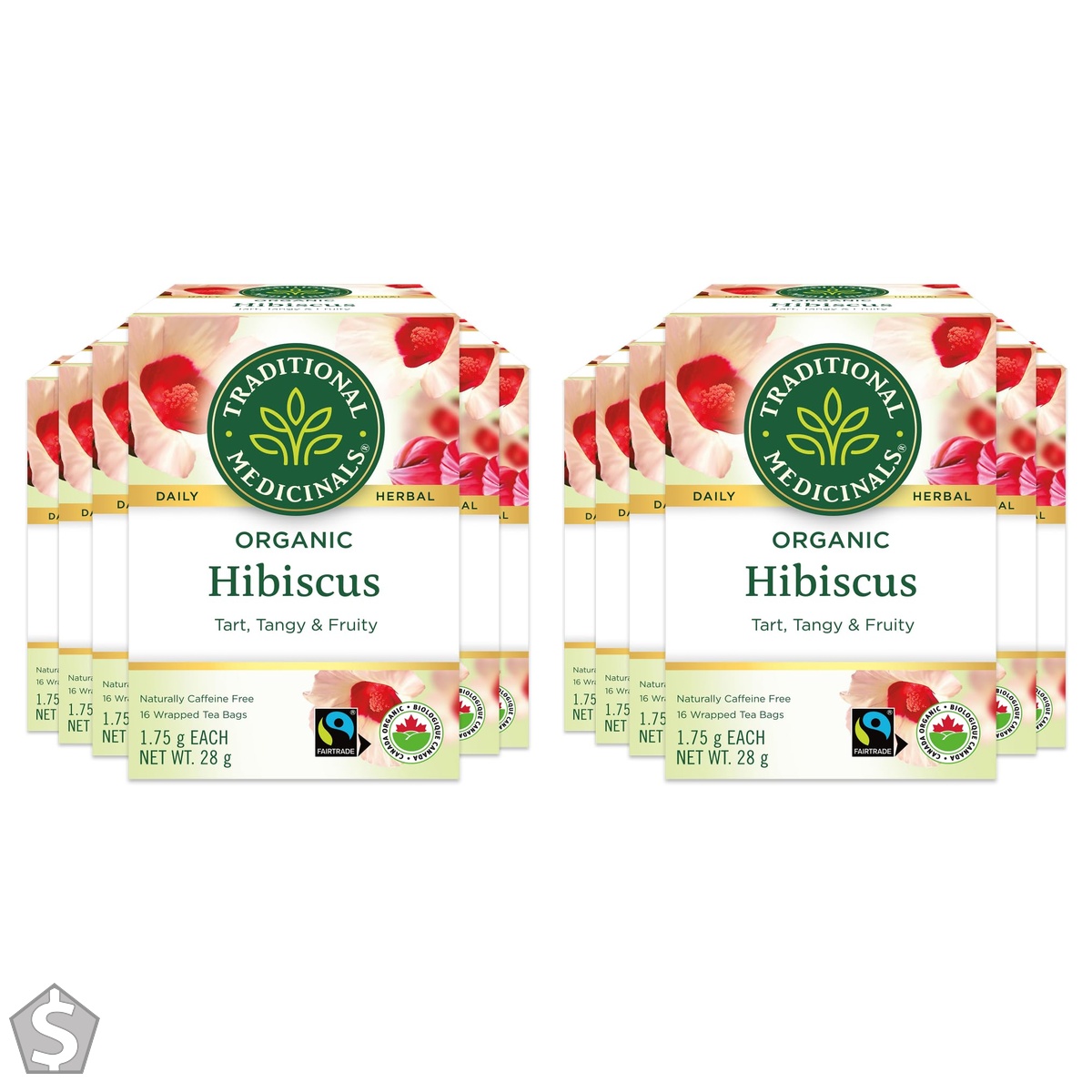 Traditional Medicinals - Organic Hibiscus Herbal Tea - Fair Trade Ingredients - Tart, Tangy and Fruity - 96 Tea Bags Total 16 Count (Pack of 2)