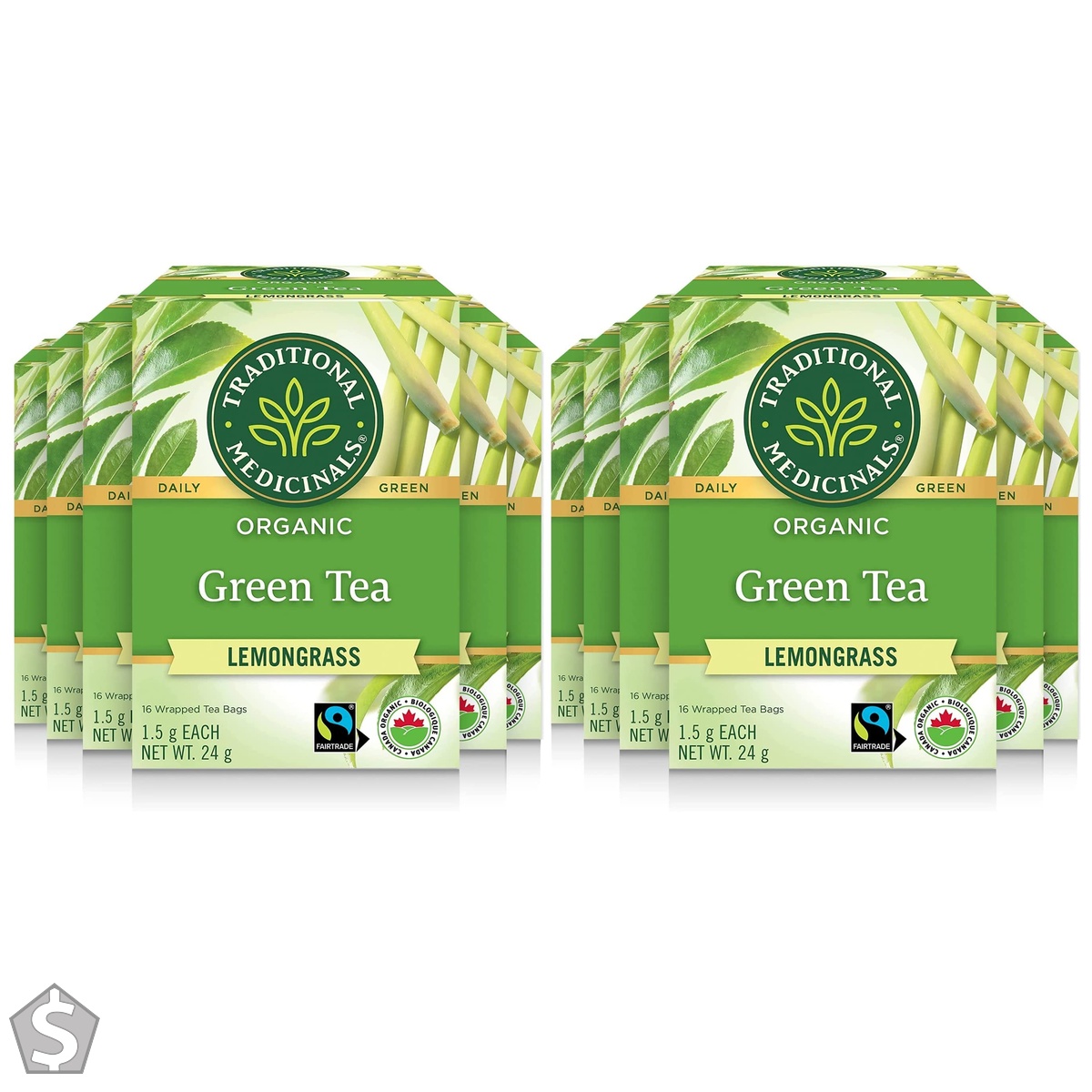 Traditional Medicinals - Organic Green Tea Lemongrass - Fair Trade Ingredients - Energizing & Uplifting - 96 Tea Bags Total 16 Count (Pack of 2)