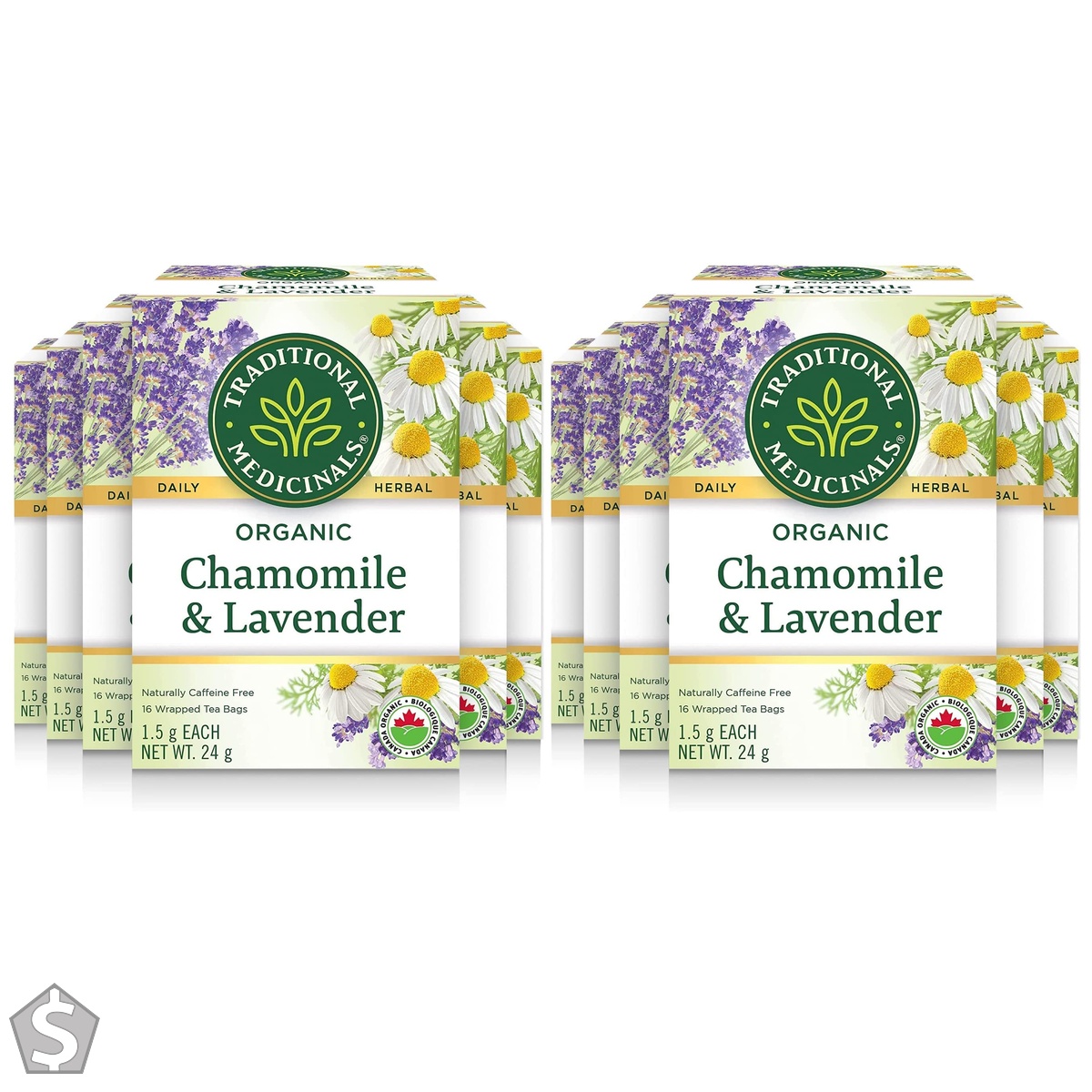 Traditional Medicinals - Organic Chamomile with Lavender Herbal Tea - Soothing blend containing Lemon Balm - 96 Tea Bags Total 16 Count (Pack of 2)