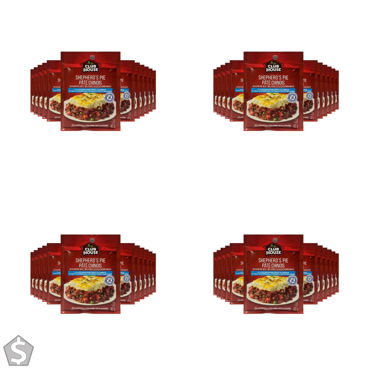 Club House (CLUC0) Dry Sauce/Seasoning/Marinade Mix, Shepherd's Pie, Less Salt, Gluten-Free, 47g, Case Pack 12 Count - Packaging may vary (Pack of 4)