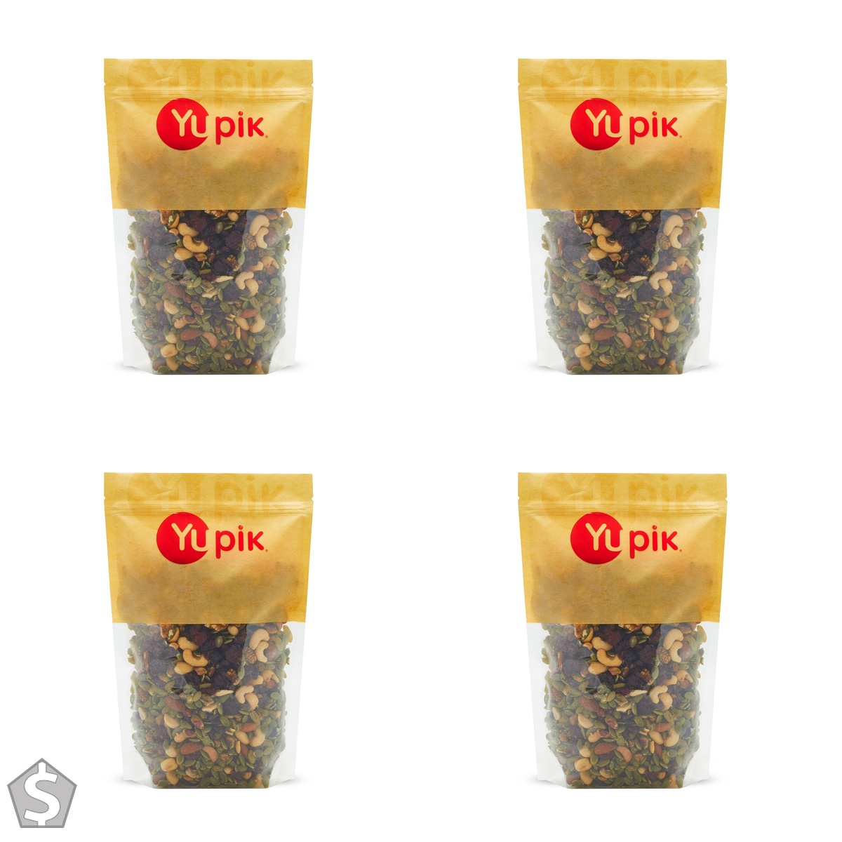 Yupik Nature Trail Mix, 500 g, Vegan, Non-GMO Sweet & Salty Blend of Roasted Cashews, Walnuts, Almonds, & Dried Fruits for Healthy (Pack of 4)