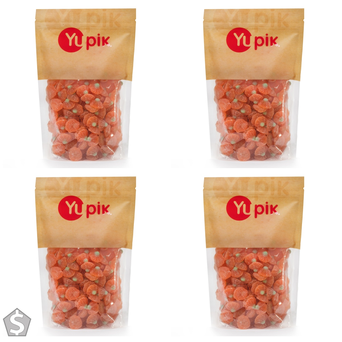 Yupik Gummy Jelly Mandarins, 1 kg, Sugary Coating, Sweet Citrus Flavor, Soft & Chewy Gummies, Sweet Candy, Halloween Treats, Delicious (Pack of 4)