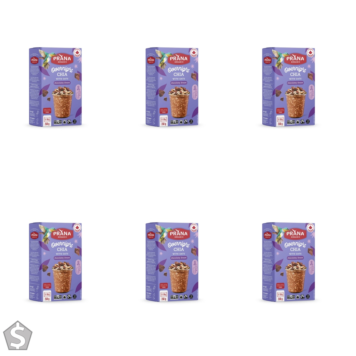 Prana Overnight Chia - Chocolatey Dream, 250 g (Pack of 6)