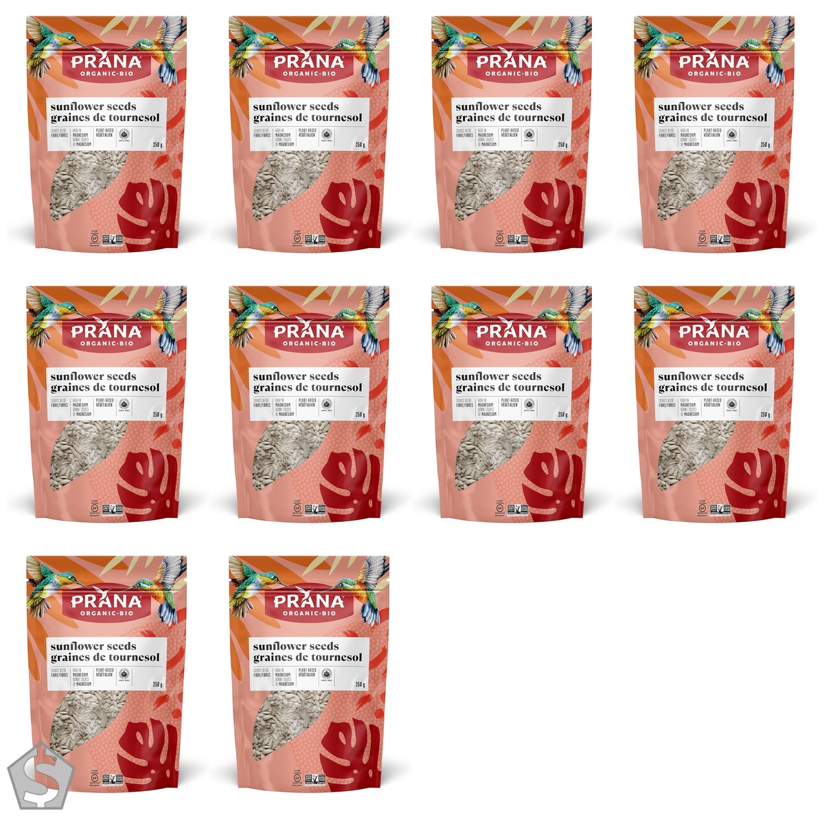 Prana Organic Raw Sunflower Seeds 250 g (Pack of 10)