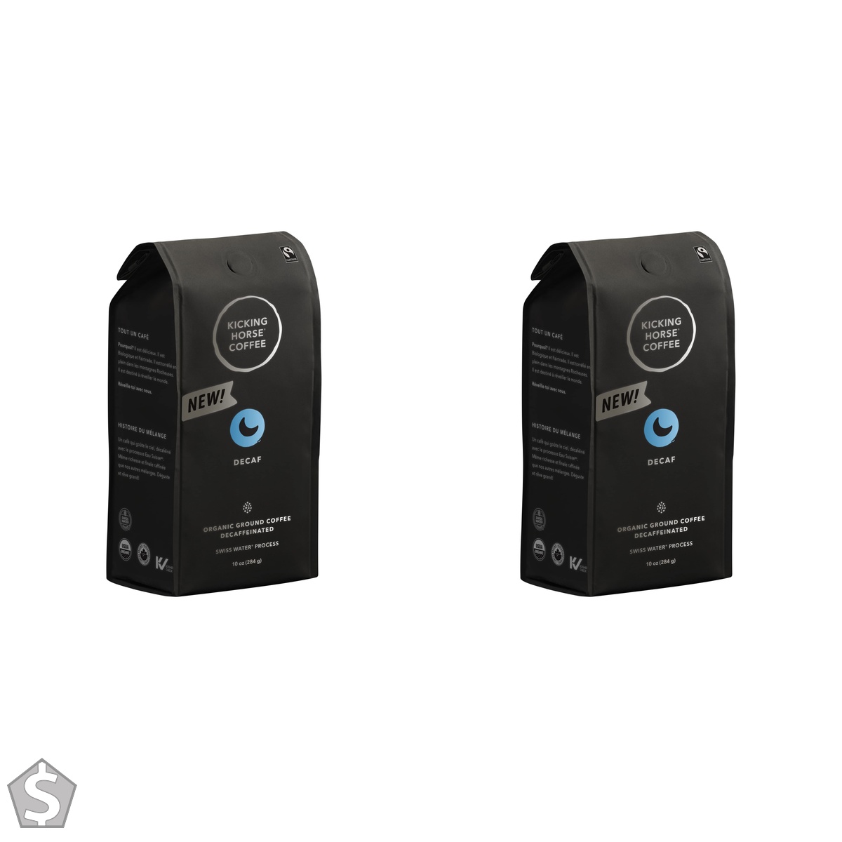 Kicking Horse Coffee, Decaf, Swiss Water Process, Dark Roast, Ground, 284 g - Certified Organic, Fairtrade, Kosher Coffee 284 g (Pack of 2)