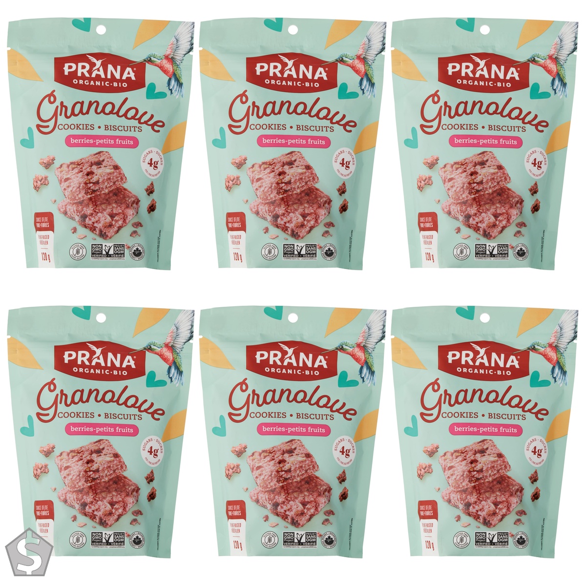 Prana - Granolove Cookies - Berries, 120g 14.7 cm x 6.3 cm x 20.3 cm (Pack of 6)