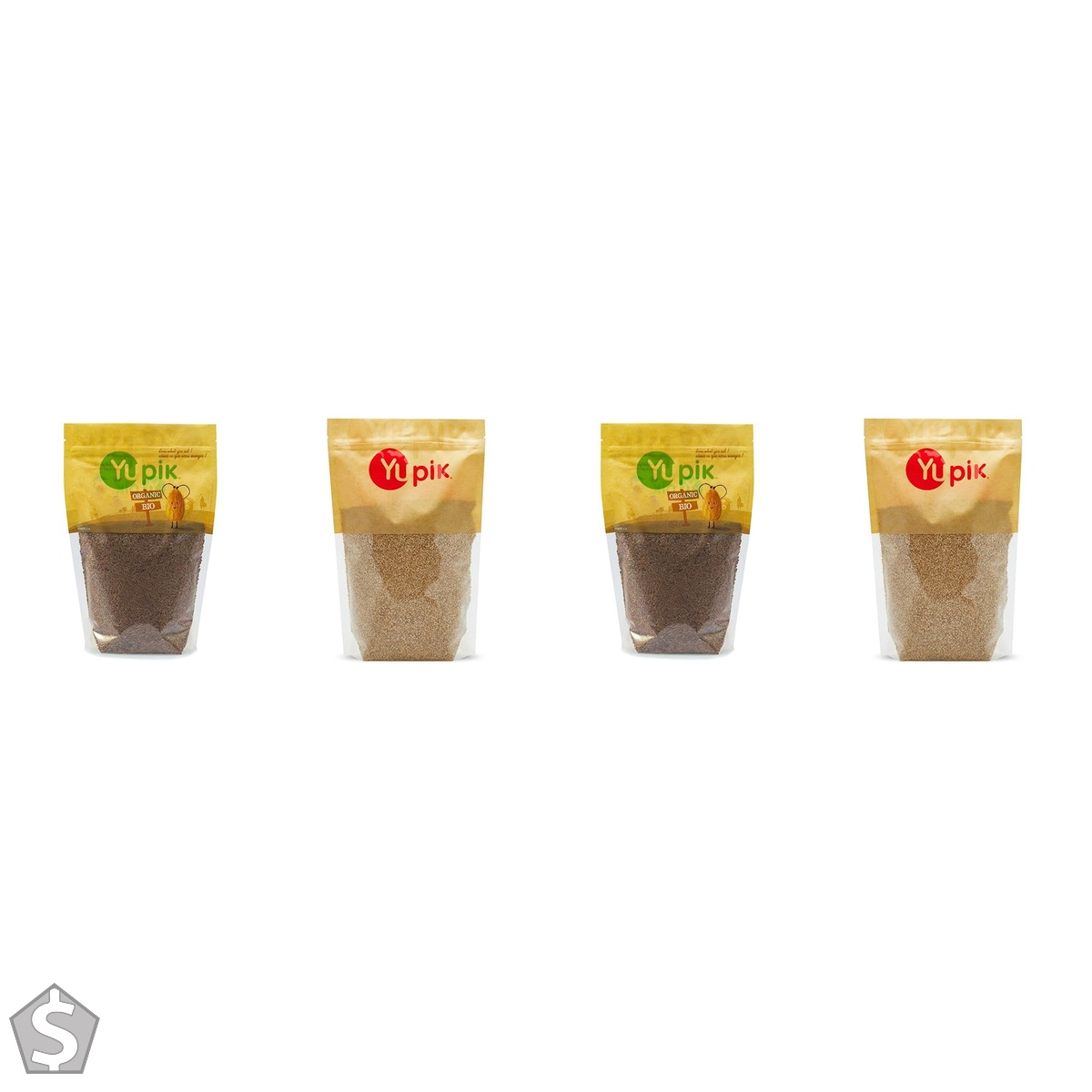 Yupik Organic Brown Flax Seeds, Non-GMO, Vegan, Gluten-Free, 1Kg & Sesame Seeds (Natural), 1Kg (Pack of 2)