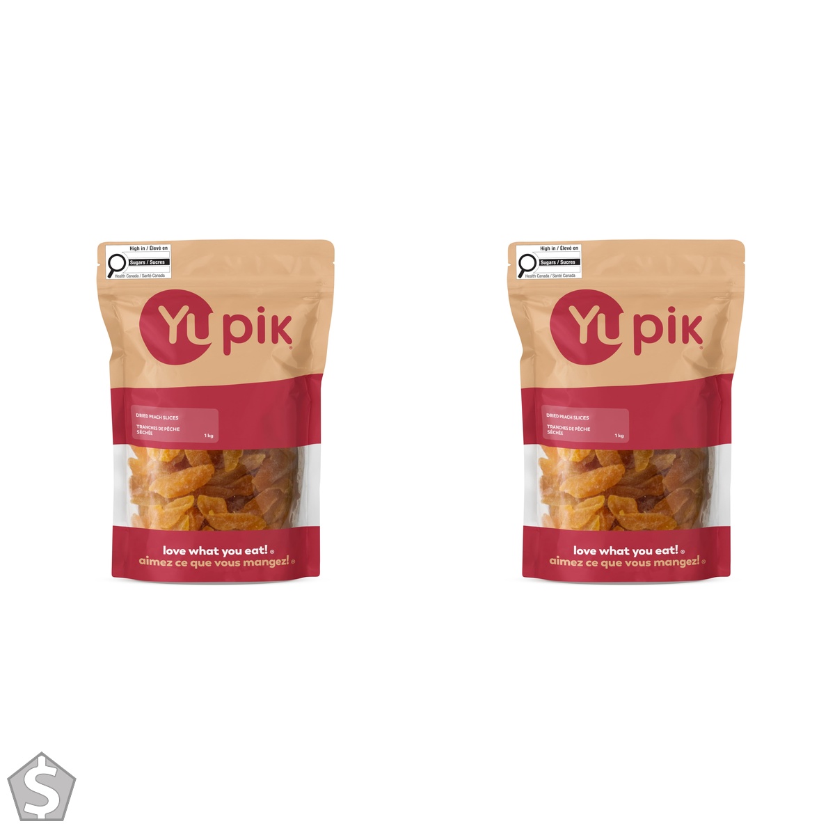 Yupik Dried Peach Slices, 1 kg, Vegan, Kosher, Sweetened Dried Fruits, Candied Peach Strips, Infused with Sugar, Chewy & Tender, Sweet (Pack of 2)