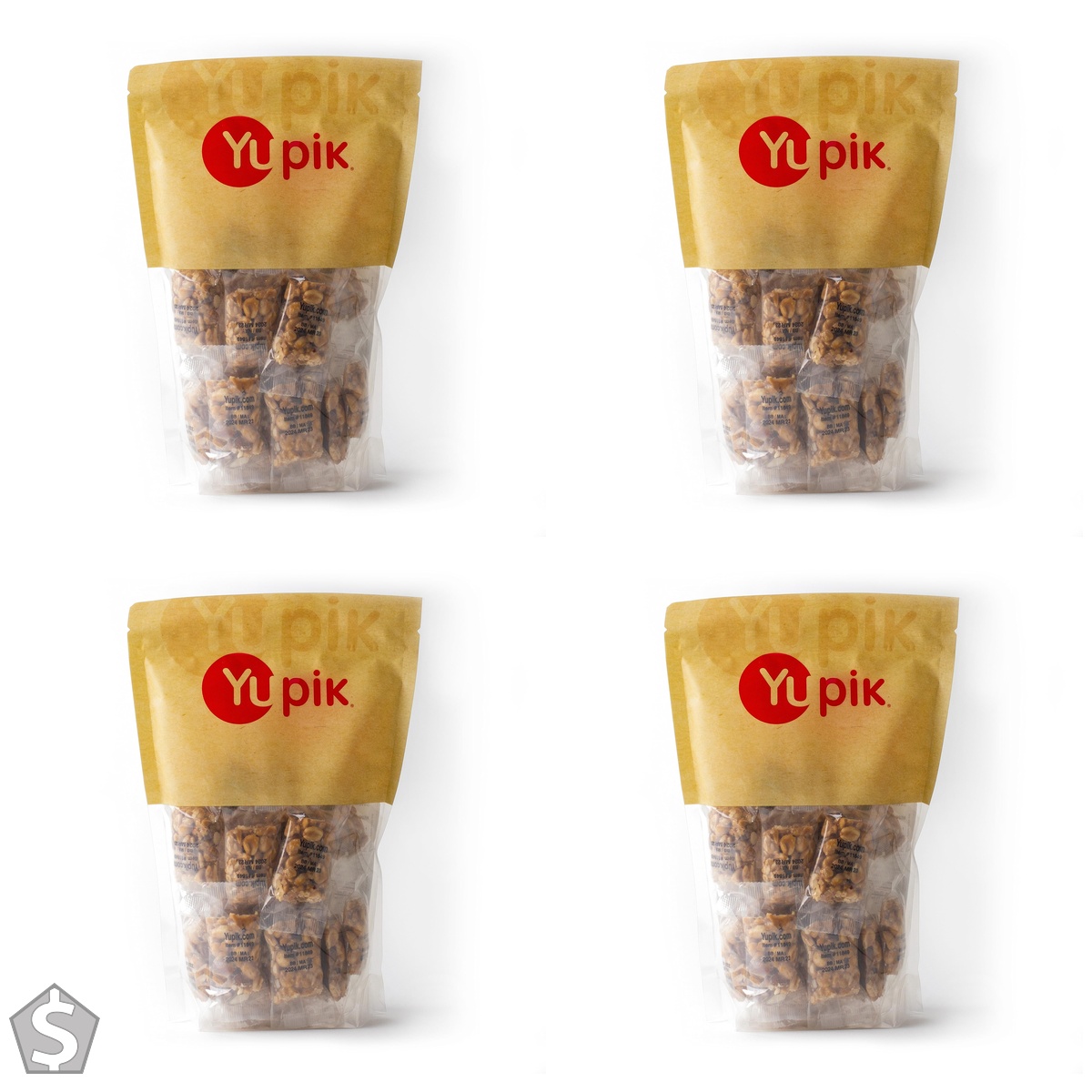 Yupik Sweet & Salty Mini Bars, 454 g, Individually WrappedHealthy Snack, Nut Bars, Crunch Bars, Gluten-Free with Peanuts, Honey, Peanut (Pack of 4)