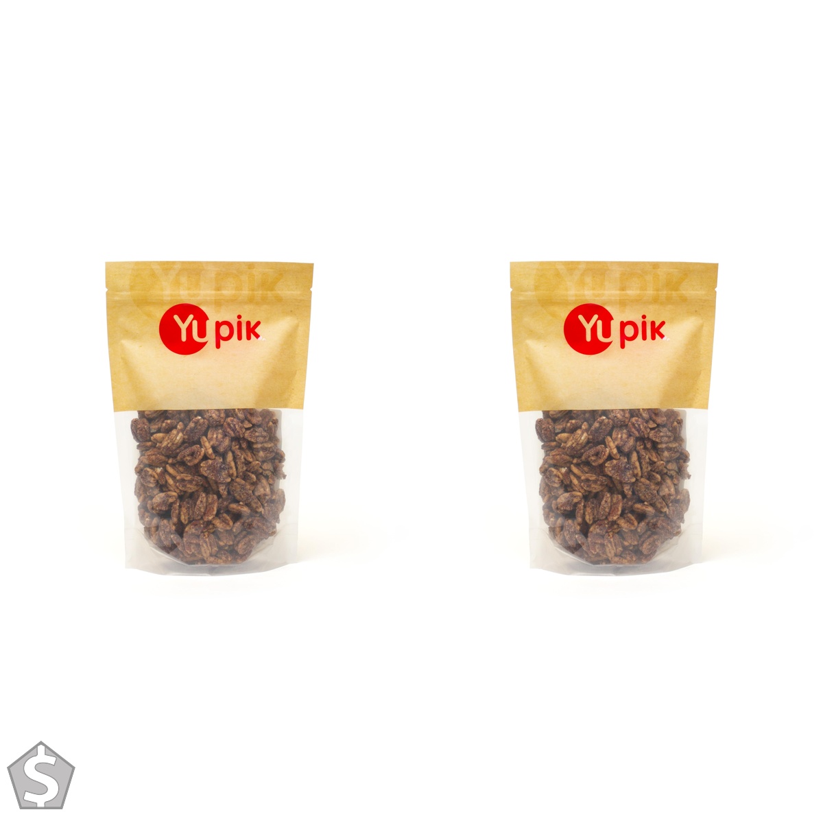 Yupik Toasted Golden Pecans, 500 g, Gluten-Free, Kosher, Non-GMO, Sweet Snack, Crunchy Glazed Pecans with Natural Butter Flavor & Sea (Pack of 2)