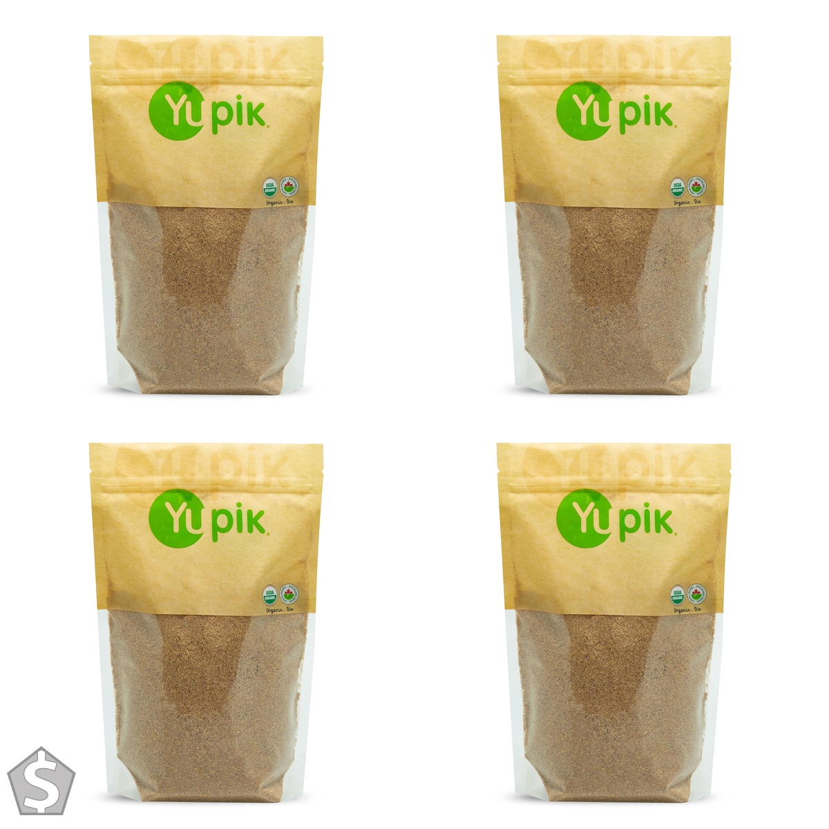 Yupik Organic Brown Flax Meal, 1kg, Finely Milled Milled Powder, Gluten-Free, Kosher, Vegan, Non-GMO, USDA Certified - Perfect for Baking (Pack of 4)