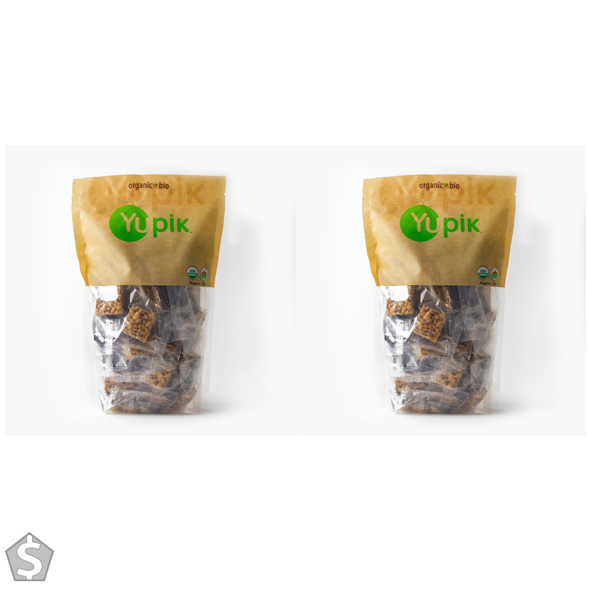 Yupik Organic Dark Choco Peanut Butter Mini Bars, 454 gIndividually Wrapped, Healthy Snack On the Go, Nut Bars, Gluten-Free, All Organic (Pack of 2)