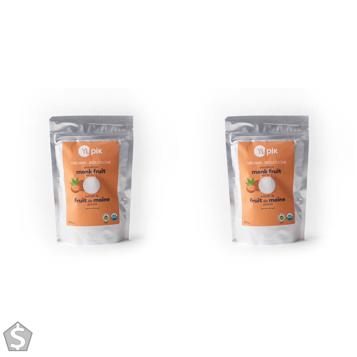 Yupik Organic Granulated Monk Fruit Extract with Erythritol, 250g, Non-GMO, Vegan, Gluten-Free, USDA Certified, Kosher, Natural (Pack of 2)