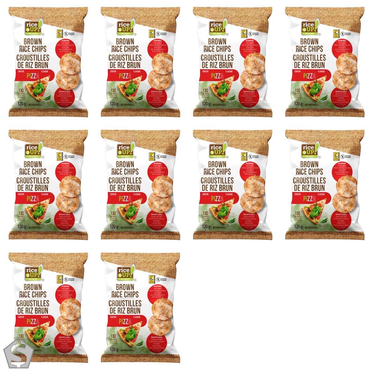 rice UP! eat smart, Brown Rice Chips Pizza, 120g (Pack of 10)