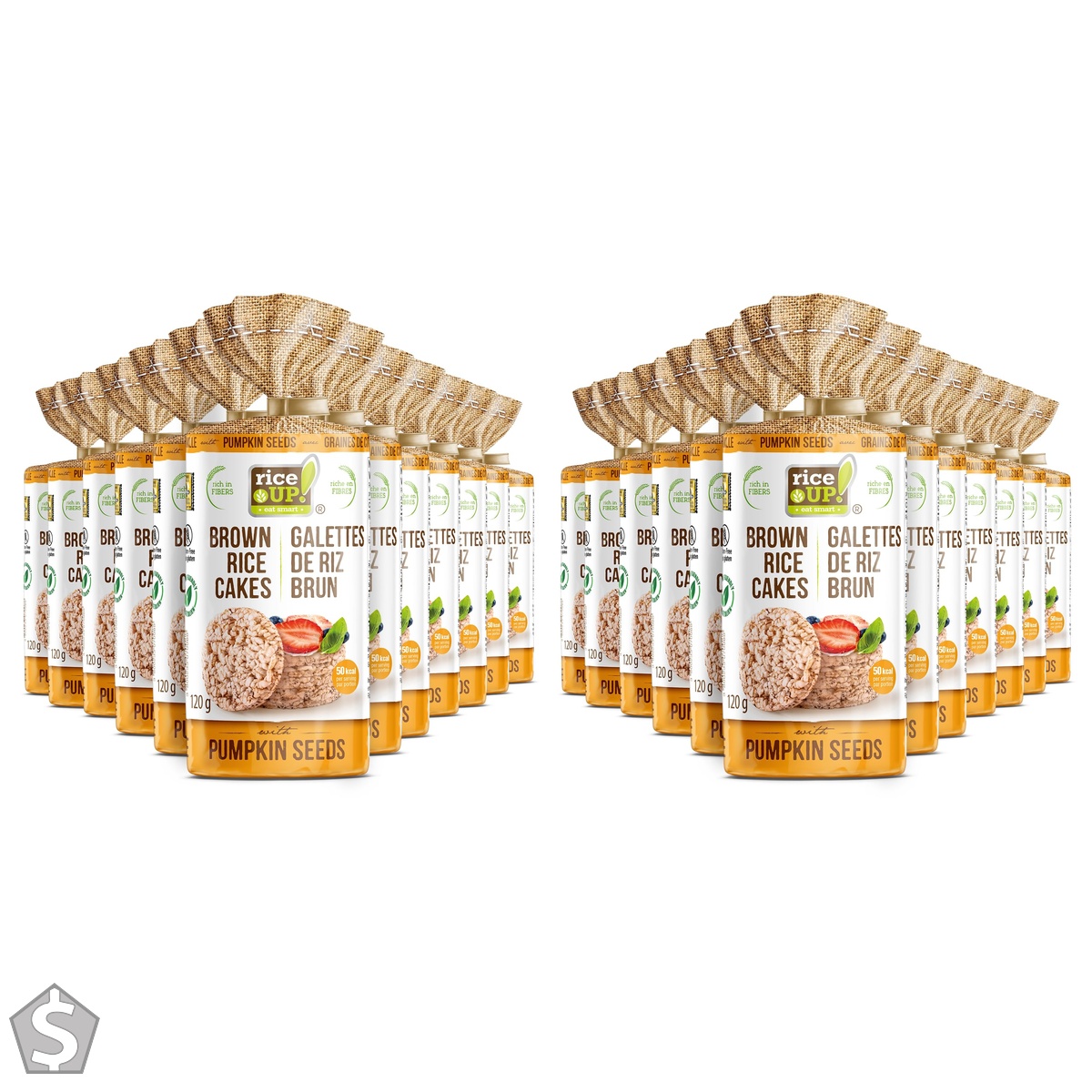 Rice UP! eat Smart, Brown Rice Cakes, Pumpkin Seeds, 120g (Pack of 2)