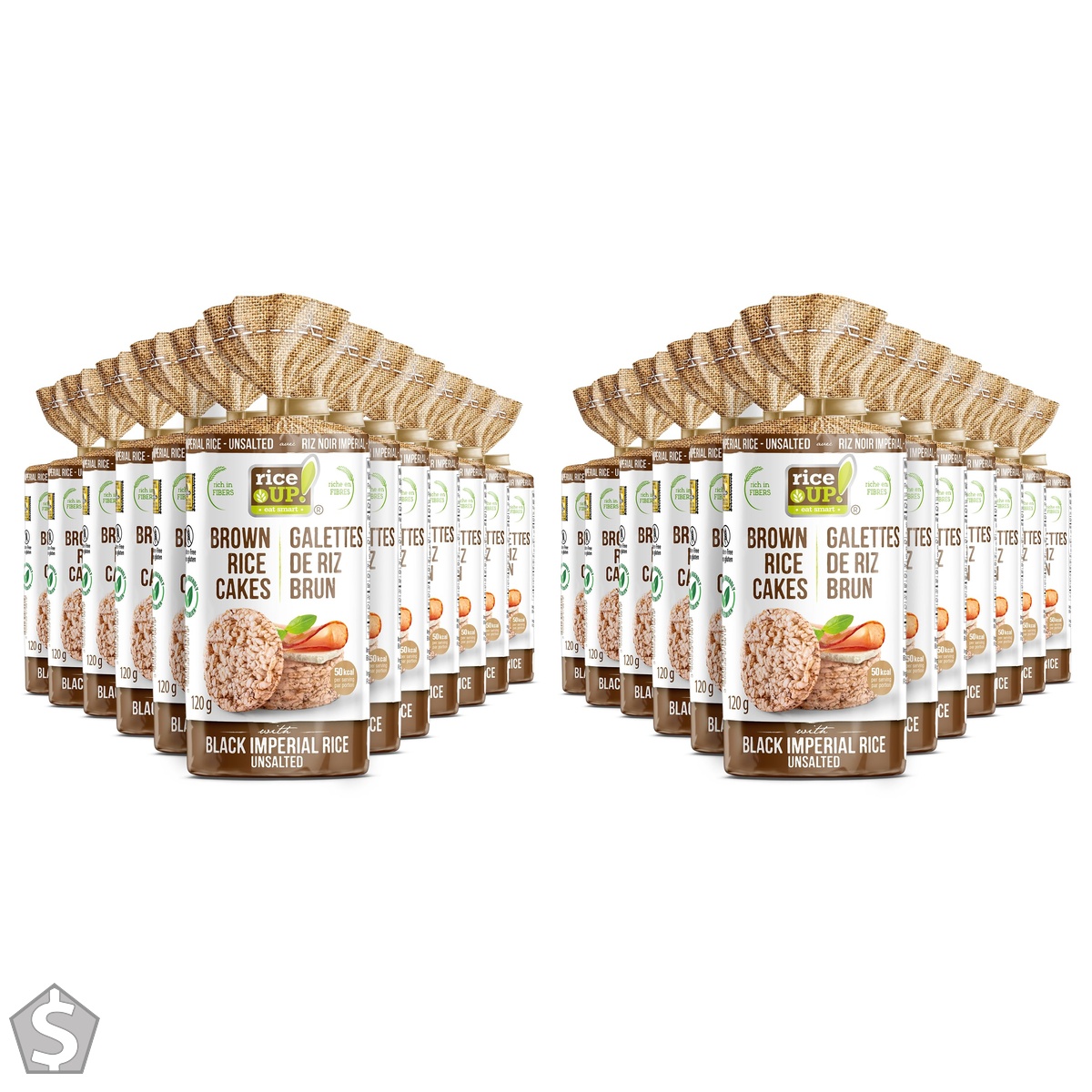 Rice UP! eat Smart, Brown Rice Cakes, Black Imperial Rice Unsalted, 120g (Pack of 2)