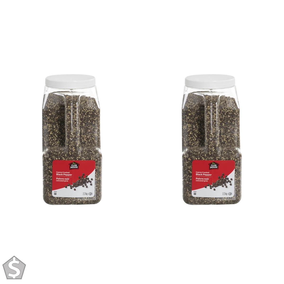 Club House Coarse Cracked Black Pepper, 2.2 kg - Made for Chefs, Cracked Black Peppercorns for Garnishes, Best with Kabobs, Steak (Pack of 2)