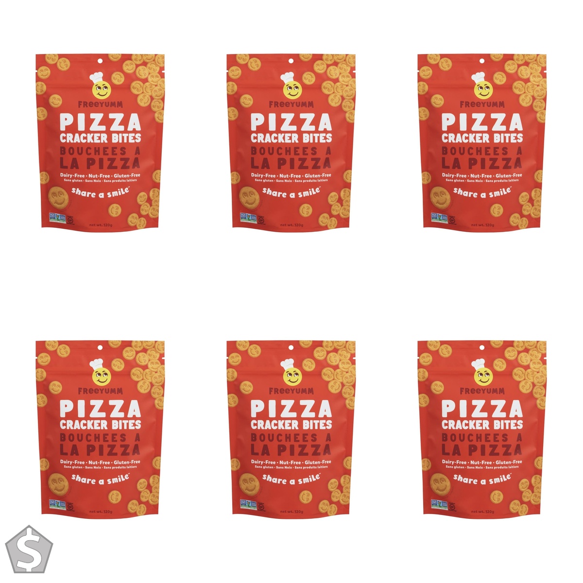 FREEYUMM Pizza Cracker Bites, 120 GR (Pack of 6)